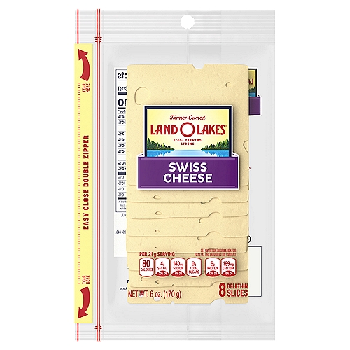 Land O Lakes Swiss Premium Deli Thin Cheese, 8 count, 6 oz