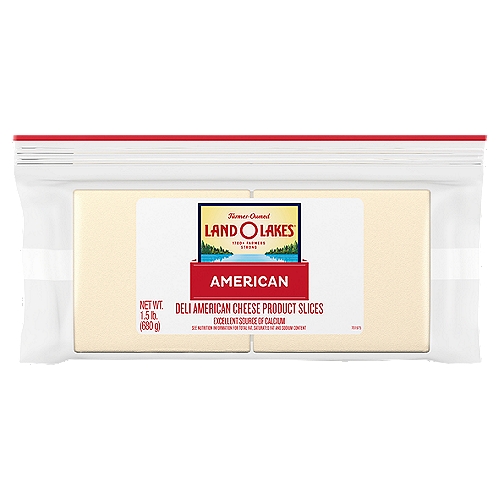 Land O Lakes Sliced White Deli American is delicious deli cheese without the deli line. These slices of White Deli American are the perfect addition to sandwiches and burgers, or by themselves as a snack.