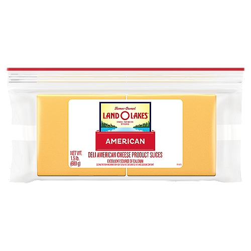 Land O Lakes® Sliced Yellow Deli American Cheese Product, 1.5 lb
Land O Lakes Sliced Yellow Deli American is delicious deli cheese without the deli line. These slices of Yellow Deli American are the perfect addition to sandwiches and burgers, or by themselves as a snack.