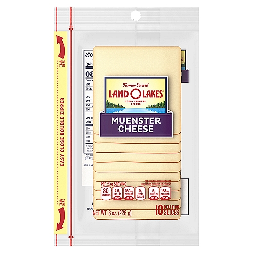 Land O Lakes® Sliced Muenster Cheese, 8 oz
Land O Lakes Muenster Sliced Cheese adds a smooth flavor to your favorite sandwich, and melts wonderfully on your burger. 
