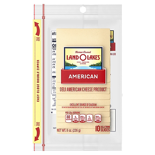 Land O Lakes® Sliced White Deli American Cheese Product, 8 oz
Land O Lakes Sliced White Deli American is delicious deli cheese without the deli line. These slices of White Deli American are the perfect addition to sandwiches and burgers, or by themselves as a snack.