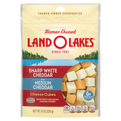 Land O Lakes Sharp White Cheddar and Medium Cheddar Cheese Cubes, 8 oz