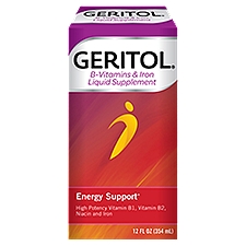 Geritol Energy Support B-Vitamins & Iron Liquid Supplement, 12 fl oz