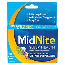 MidNite Cherry Flavor Sleep Health Melatonin + Herbs Dietary Supplement, 30 count