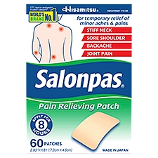 Salonpas Pain Relieving Patch, 8-Hour Pain Relief - 60 Patches, 60 Each