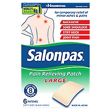 Salonpas 8-Hour Pain Relief Large, Pain Relieving Patch, 6 Each