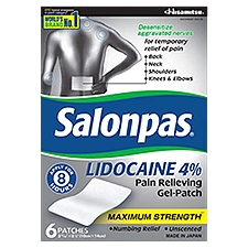 Salonpas Maximum Strength Pain Relieving Gel-Patch, 6 ct, 6 Each