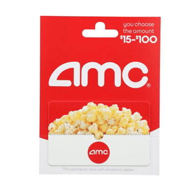 AMC Theatres $15-100 Gift Card, 1 each