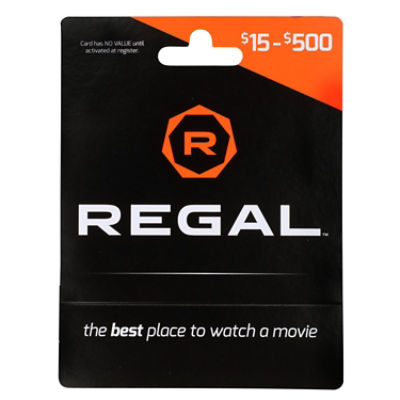 Regal $15-500 Gift Card, 1 each