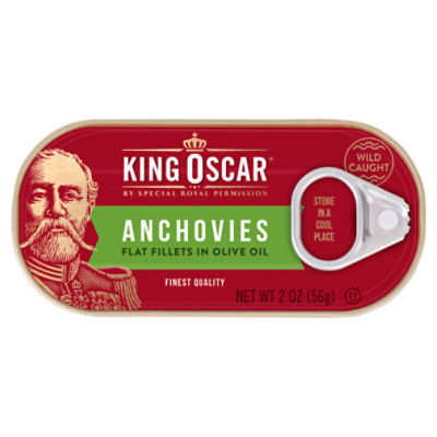 King Oscar Flat Fillets in Olive Oil Anchovies, 2 oz
