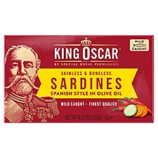 King Oscar Skinless & Boneless Sardines Spanish Style in Olive Oil, 4.23 oz, 3.75 Ounce