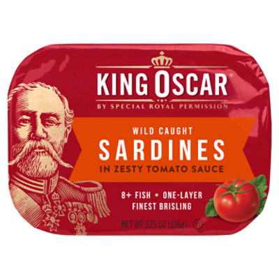 King Oscar Wild Caught Sardines in Zesty Tomato Sauce, 3.75 oz, 3.75 Ounce