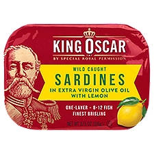 King Oscar Wild Caught in Extra Virgin Olive Oil with Lemon, Sardines, 3.75 Ounce
