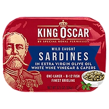 King Oscar Sardines in Extra Virgin Olive Oil White Wine Vinegar & Capers, 3.75 oz