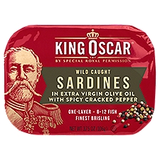 King Oscar Wild Caught Sardines in Extra Virgin Olive Oil with Spicy Cracked Pepper, 3.75 oz