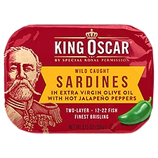 King Oscar Wild Caught in Extra Virgin Olive Oil with Hot Jalapeño Peppers, Sardines, 3.75 Ounce