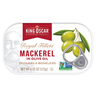 King Oscar Royal Fillets Skinless & Boneless Mackerel in Olive Oil, 4.