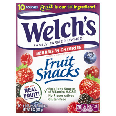 Welch's Berries 'n Cherries Fruit Snacks, 0.8 oz, 10 count