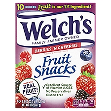 Welch's Berries 'n Cherries Fruit Snacks, 0.8 oz, 10 count, 8 Ounce
