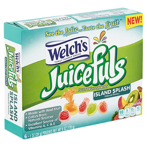 Welch's Juicefuls Island Splash Juicy Fruit Snacks, 1 oz, 6 count
See the Juice...Taste the Fruit™

Not intended to replace fresh fruit in the diet.