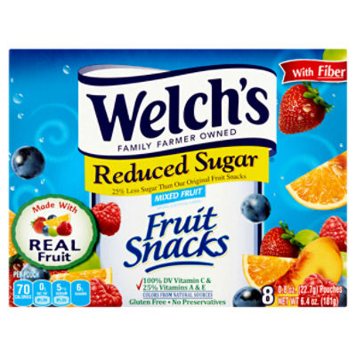 Welch's Reduced Sugar Mixed Fruit Snacks, 0.8 oz, 8 count