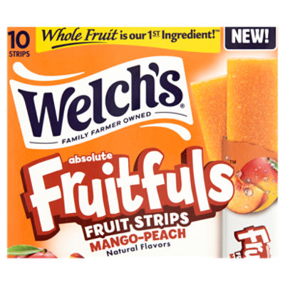 Welch's Mango-Peach Absolute Fruitfuls Fruit Strips, 0.5 oz, 10 count