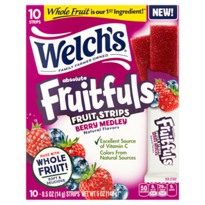 Welch's Berry Medley Absolute Fruitfuls Fruit Strips, 0.5 oz, 10 count