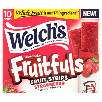 Welch's Strawberry Absolute Fruitfuls Fruit Strips, 0.5 oz, 10 count