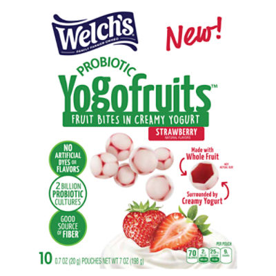 Welch's Yogofruits Probiotic Strawberry Fruit Bites in Creamy Yogurt, 0.7 oz, 10 count