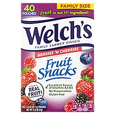 Welch's Berries 'n Cherries Fruit Snacks Family Size, 0.8 oz, 40 count