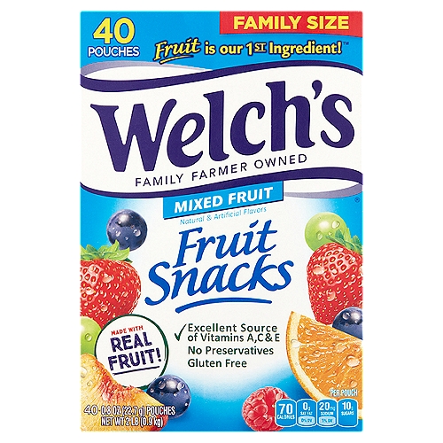 Welch's Mixed Fruit Fruit Snacks Family Size, 0.8 oz, 40 count
