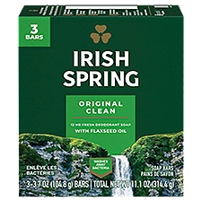 Irish Spring Deodorant Soap, Original Bar Soap, 3 Count, 3.7 Ounce