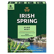 Irish Spring Aloe Mist Deodorant Bar Soap for Men, 3.7 oz, 8 Pack