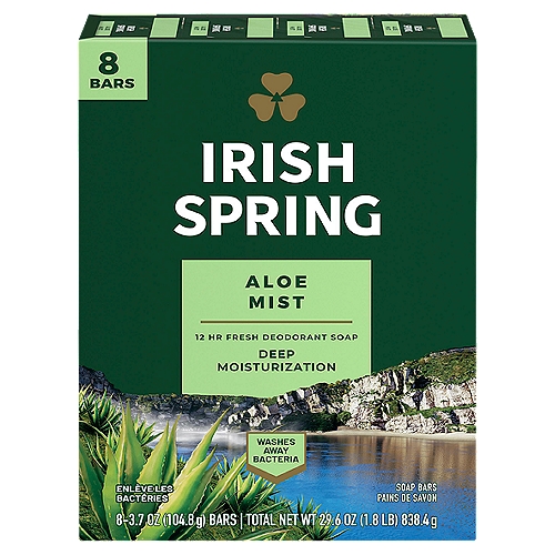 Irish Spring Aloe Bar Soap helps retain your skin's natural moisture, and helps leave skin feeling healthy - not tight and dry.