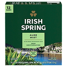 Irish Spring Aloe Mist Deodorant Bar Soap for Men, 3.7 oz, 12 Pack, 3.7 Ounce