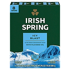 Irish Spring Icy Blast Deodorant Bar Soap for Men, 3.7 oz, 8 Pack