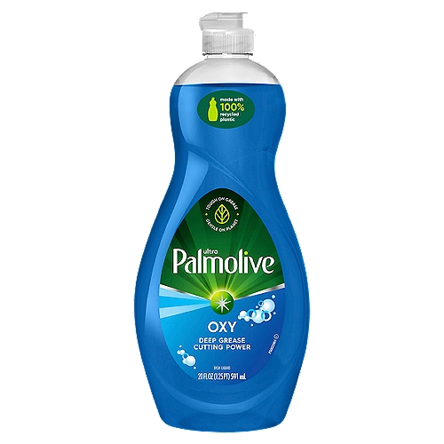 Palmolive Ultra Dishwashing Liquid Dish Soap, Oxy Power Degreaser - 20 Fluid Ounce
Palmolive Ultra Oxy Power Degreaser Liquid Dish Soap uses deep grease cutting power to help you tackle your tough messes, from stuck-on food to your greasiest dishes. While Palmolive Ultra Oxy is tough on grease, it is made to be gentle on the earth with a biodegradable cleaning ingredients and sustainable packaging. Make a difference at home and on the environment with Palmolive Ultra.

concentrated concentrate liquid dish soap dishwashing detergent hand hypoallergenic natural organic moisturizing cuts grease mild scent cleans dishes grime environmentally friendly wash pots pans stuck on food