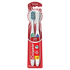 Colgate 360° Optic White Whitening Medium Toothbrush - 2 Count, 2 Each