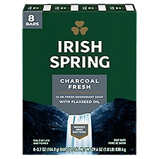 Irish Spring Deodorant Bar Soap, Charcoal Fresh for Men, 29.6 Ounce