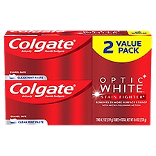 Colgate Optic White Stain Fighter Whitening Toothpaste with Clean Mint Flavor 4.2oz 2 Pack