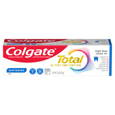 Colgate Total Active Prevention Whitening Gel Toothpaste, 3.3 oz