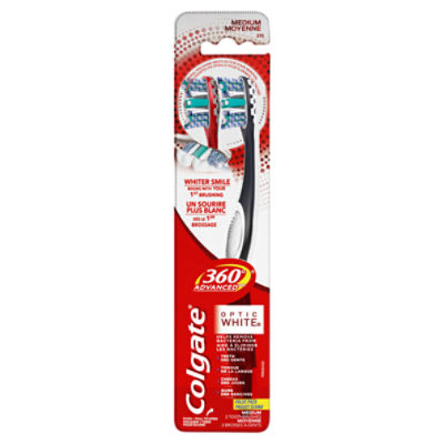 Colgate 360° Advanced Optic White Toothbrush, Medium - 2 Count