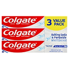 Colgate Whitening Brisk Mint Baking Soda & Peroxide Toothpaste Value Pack, 6.0 oz, 3 count
