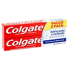 Colgate Baking Soda & Peroxide Whitening Brisk Mint Paste, Anticavity Fluoride Toothpaste, 12 Ounce