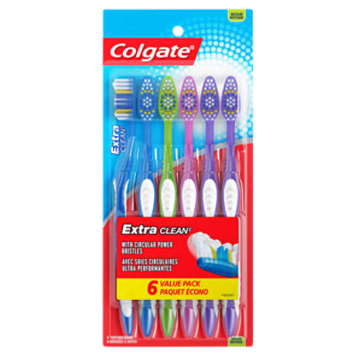 Colgate Extra Clean Full Head Toothbrush, Medium - 6 Count, 1 Each