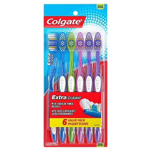 Colgate Extra Clean Medium Toothbrushes Value Pack, 6 count