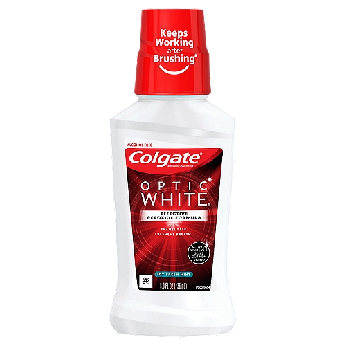 Colgate Optic White High Impact White Icy Fresh Mint Multi-Care Whitening Rinse, 8.0 fl oz
With WhiteSeal® technology actively whitens and seals out new stains*
*Whitens by removing surface stains & helping to prevent future stains.