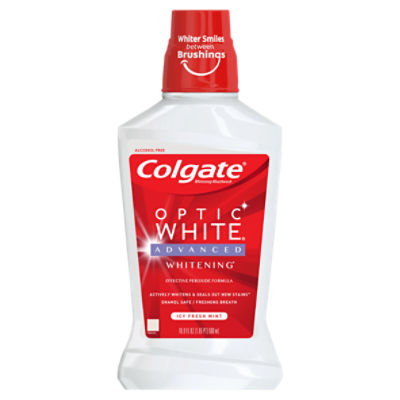 Colgate Optic White Whitening Mouthwash, 2% Hydrogen Peroxide, Fresh Mint - 473 mL, 16 fl.oz., 16 Fluid ounce