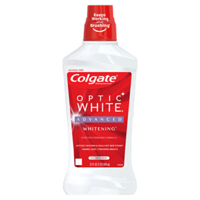 Colgate Optic White Whitening Mouthwash, Fresh Mint - 946 mL, 32 fl.oz., 32 Fluid ounce