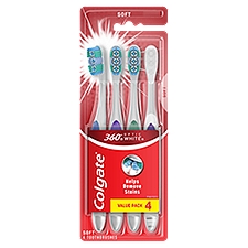Colgate 360° Optic White Whitening Toothbrush, Soft - 4 Count, 4 Each